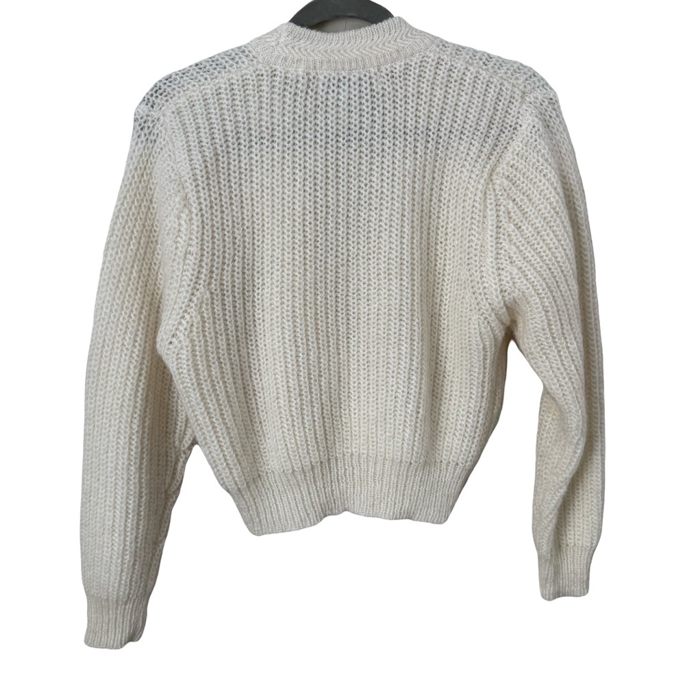 Vintage SK Company Mohair Wool Knit Cream‎ Cropped Classic Preppy Sweater Medium - Picture 3 of 5